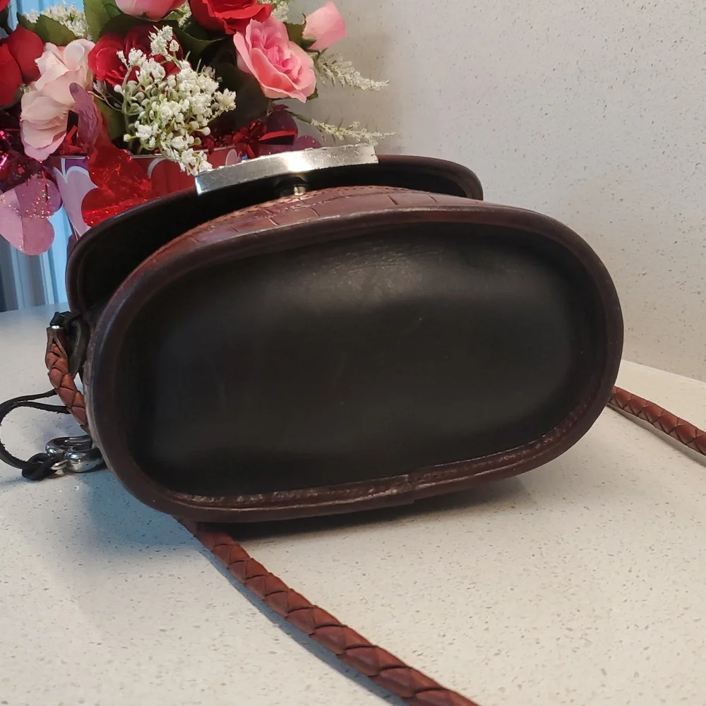 BRIGHTON Crossbody Bag with Croc Embossed Leather